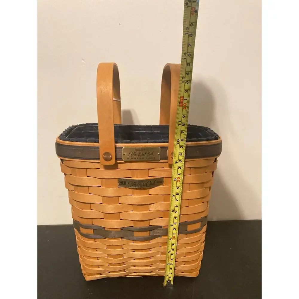 Longaberger Woven Basket Collectors Club 2000 Charter Membership w/ liner 9.75